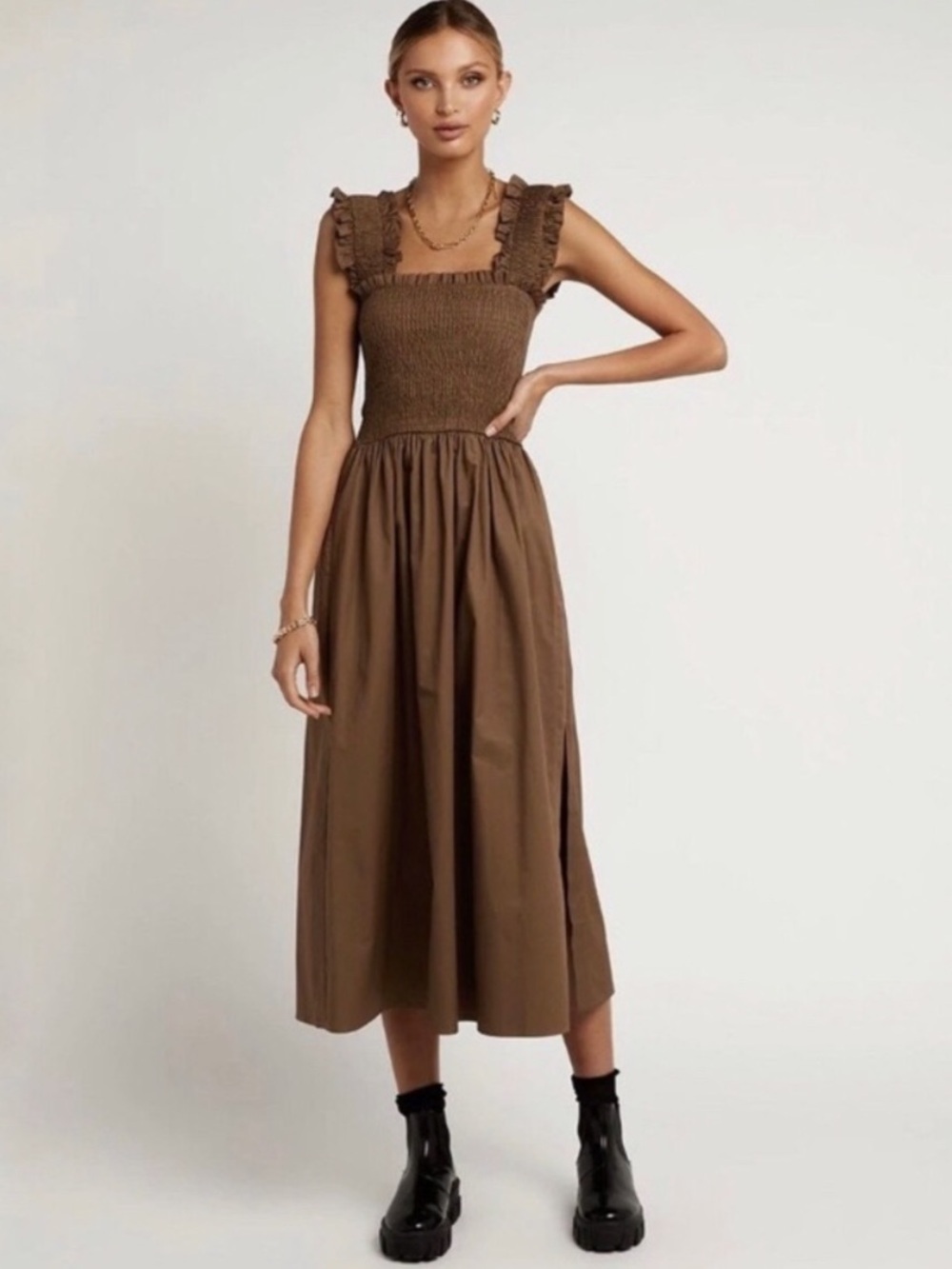 NWT Dissh Lily Poplin Midi Dress Cotton Smocked Size AU 6 US 2